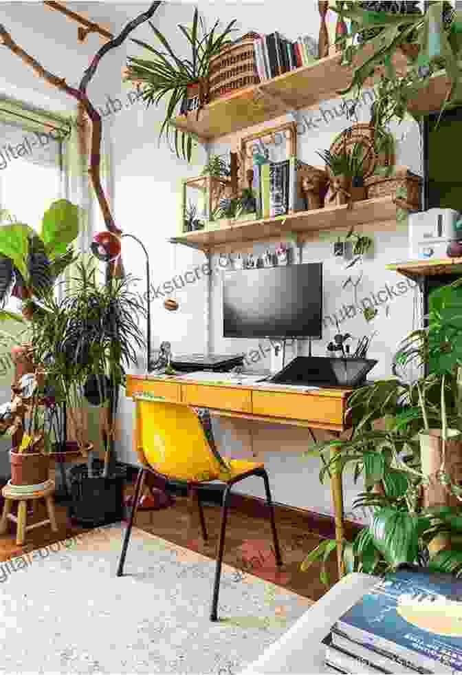 A Cozy And Eclectic Workspace With A Mix Of Vintage And Modern Furniture, Artwork, And Plants. Ace Your Space: Transform Your Workplace Into Your Own Workspace