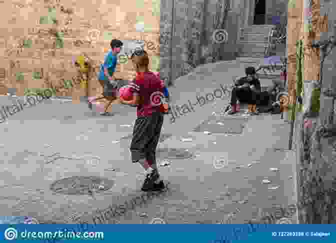 A Group Of Children Playing In The Streets Of Jerusalem, Surrounded By Colorful Buildings. Recollections Of Jerusalem Christopher Skaife