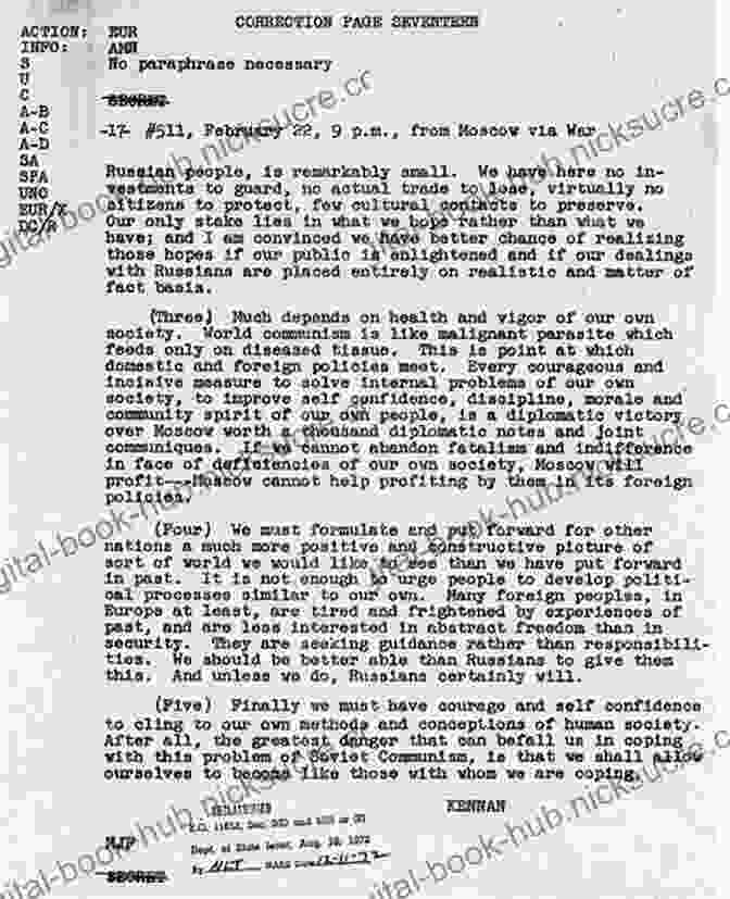 A Photocopy Of George Kennan's 'long Telegram', A Typewritten Document With The Header 'The Sources Of Soviet Conduct'. George F Kennan: An American Life