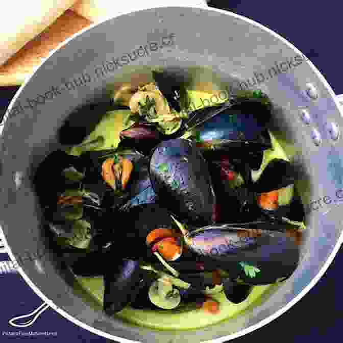 A Pot Of Mussels In A Creamy White Wine Sauce. A Lighthouse Keeper S Cookbook: Stories And Recipes From New Zealand Lighthouses