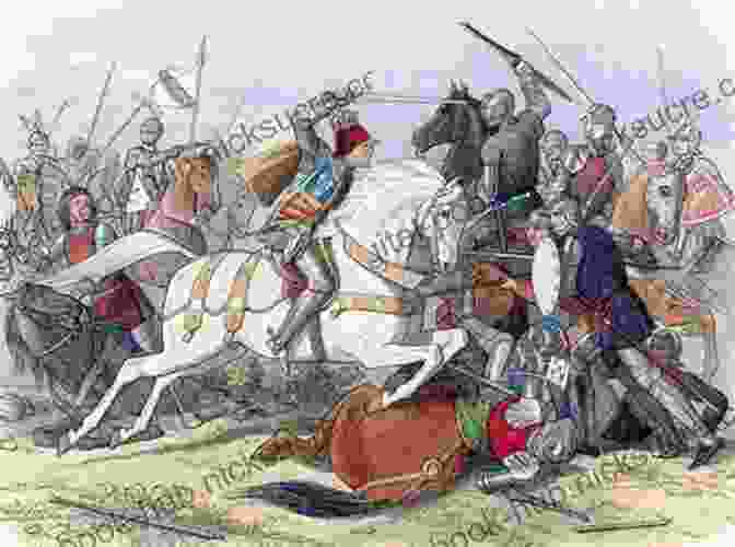 A Vibrant Depiction Of The Violent Clash Between The House Of Lancaster And The House Of York, Symbolizing The Tumultuous Era Of The Wars Of The Roses In England. The Wars Of The Roses: The Fall Of The Plantagenets And The Rise Of The Tudors