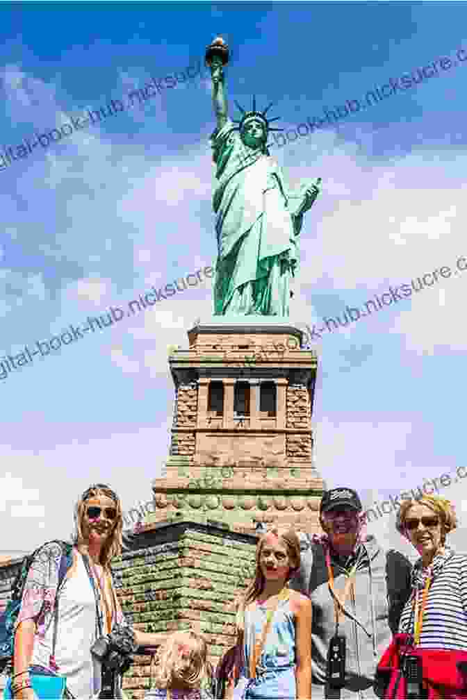 An Immigrant Family Stands In Front Of The Statue Of Liberty, With The New York Skyline In The Background. Diary Of Giovanni Vener: An Immigrant S Journey To The Heart Of America (The Story Of Our Stories 7)